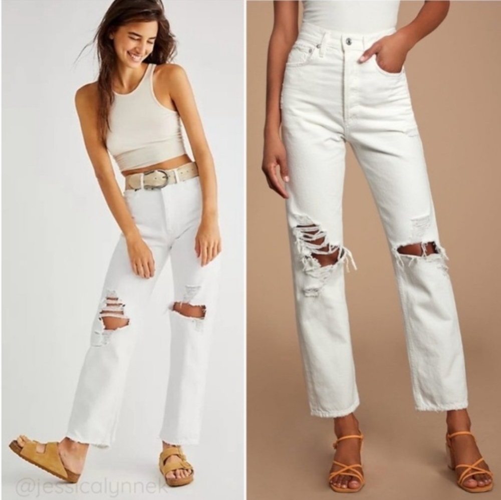 AGOLDE 90s Straight Leg Distressed Jean White Size 25